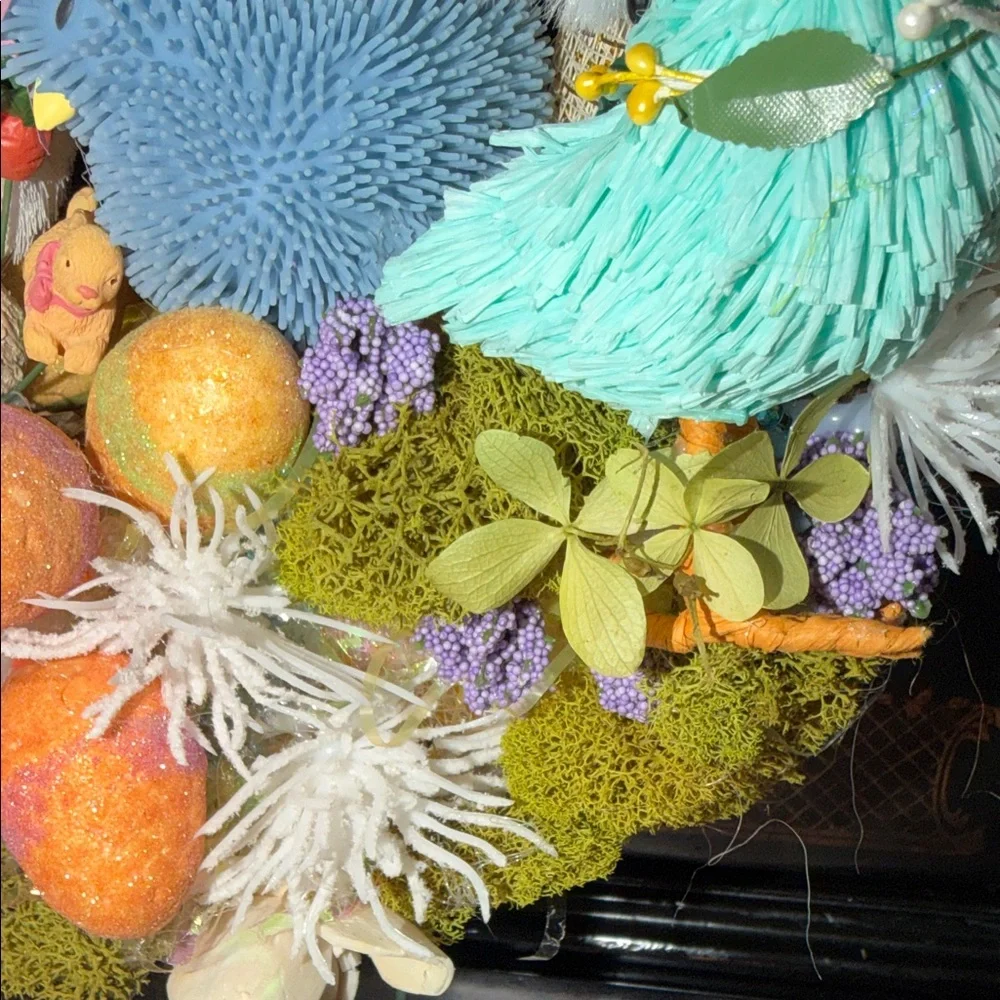 Colorful Easter Wreath with Plush Accents